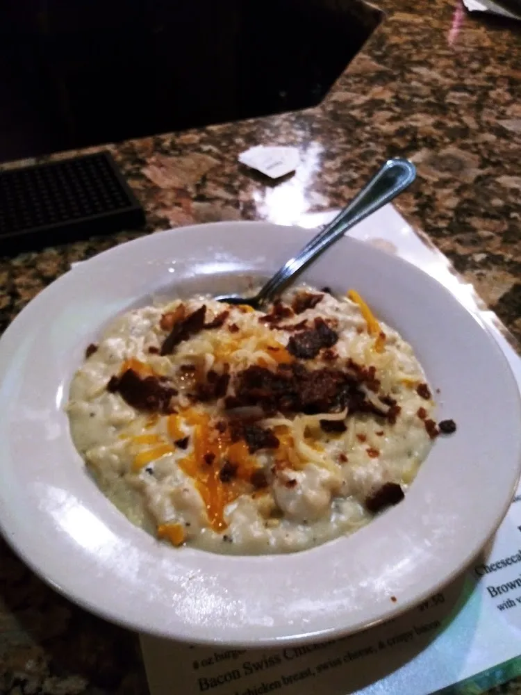 Potato Soup with Bacon and Cheese on Top